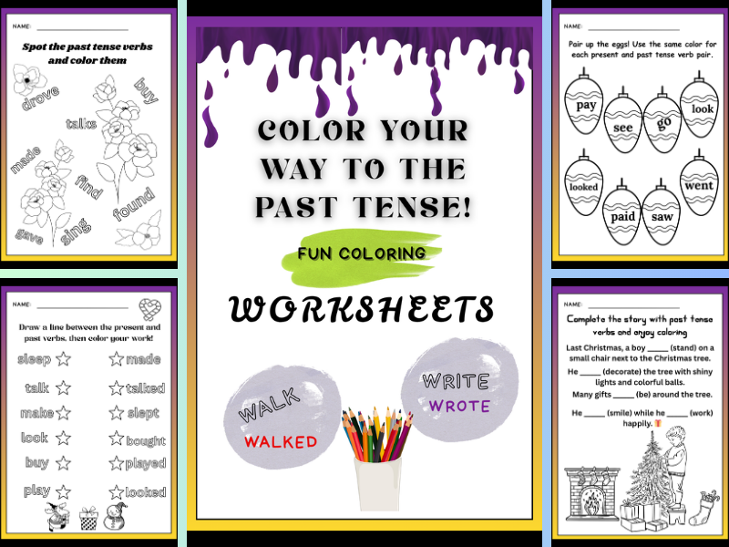 17 Fun Past Tense Coloring Worksheets PDF