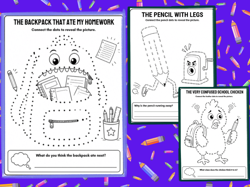 Quirky Back-to-School Dot-to-Dot Worksheets | 20 Fun Activities | Ages 6–9