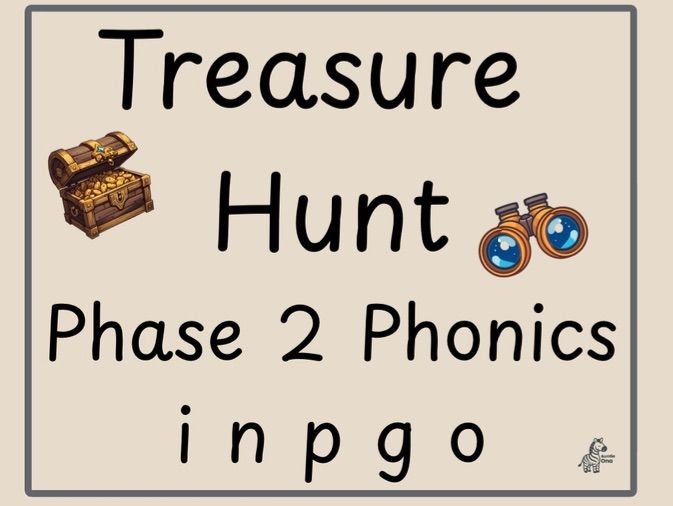 EYFS Reception Phonics Phase 2 Treasure Hunt i, n, p, g, o