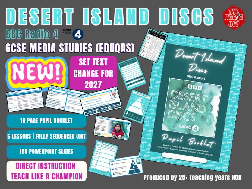 UPDATED 2027 New Set Text | Desert Island Discs | Radio 4  | GCSE Media Studies | Full Resource Pack