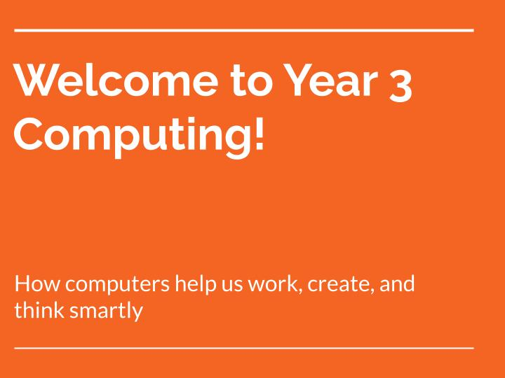 Welcome to Year 3 Computer Science – Offline Computing Carousel Editable Version