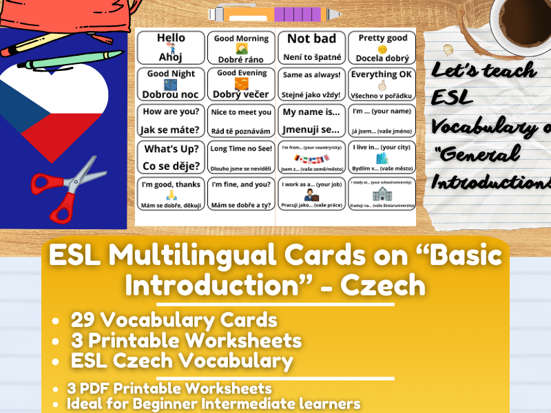 ESL Multilingual Vocabulary Flashcards on "General Introductions" - Czech
