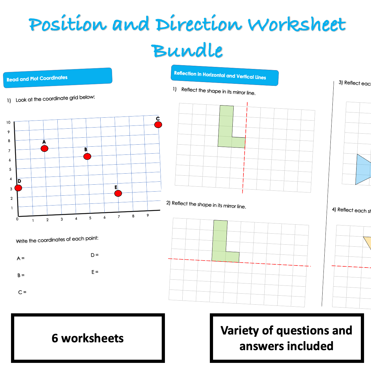 Position and Direction Worksheet Bundle