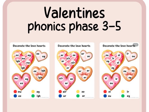 Valentines- love heart phonics sound recognition