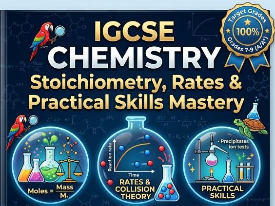 IGCSE Chemistry Revision Workbook: Stoichiometry, Rates & Practical Skills | Target Grades 7-9