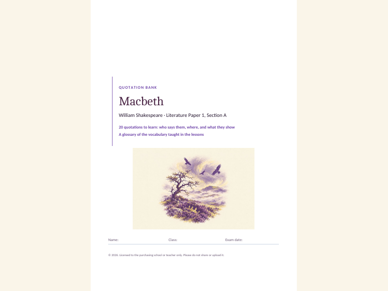 Macbeth quotation bank: 20 quotations to learn
