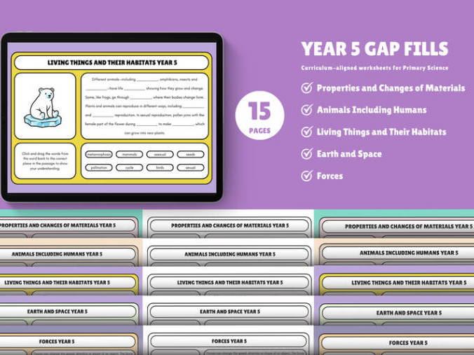 Year 5 Science Gap Fill Pack ALL UNITS