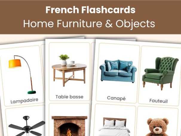 French Home & Furniture Flashcards | 52 Real Photo Vocabulary Cards