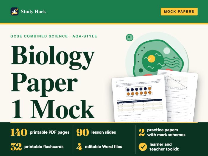 GCSE Combined Science Biology Paper 1 Mock: AQA-style Higher and Foundation papers, mark schemes
