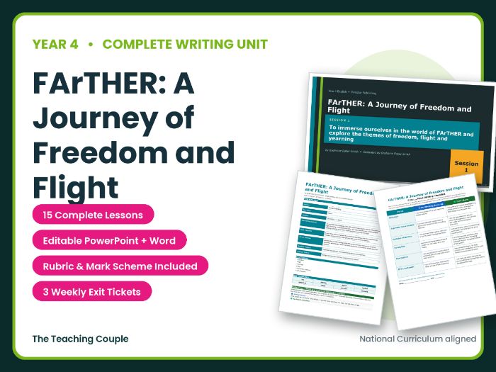 FArTHER: A Journey of Freedom and Flight | Year 4 English Unit | 15 Complete Lessons + Resources + M