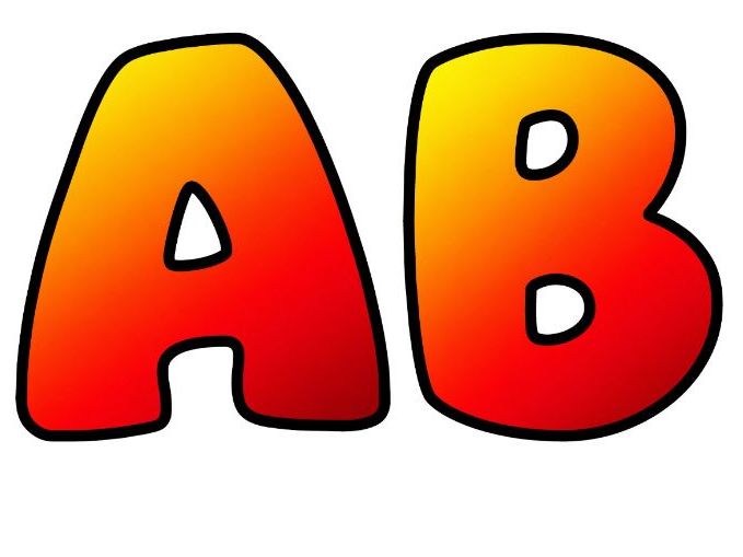 Yellow Red Bubble Letters | Plain Colour Bulletin Board Letters | Printable Alphabet A-Z and 0-9