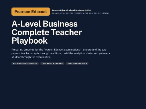 A Level Business — Pearson Edexcel | Examination | Pearson Edexcel A level Business (9BS0)