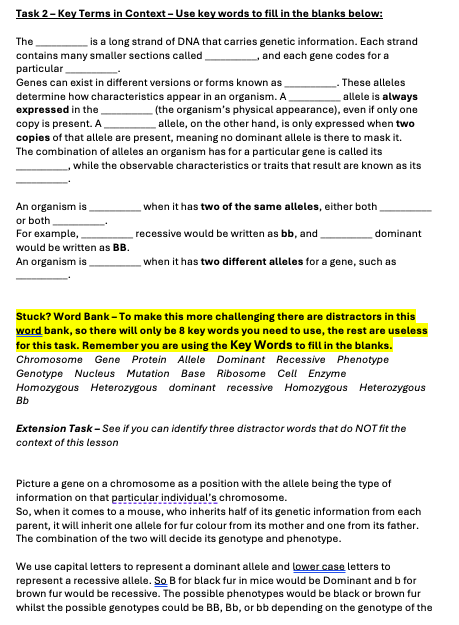 B6/L2 - Inheritance in Action Worksheet With Answers / GCSE / AQA ...