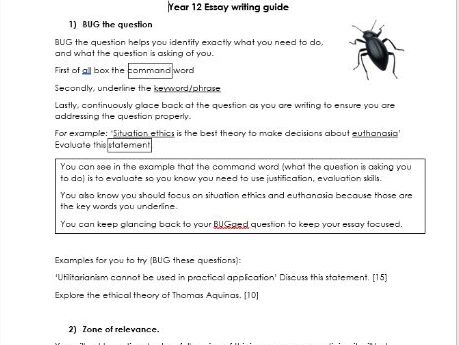 A-level Essay Writing guide- RS/Ethics