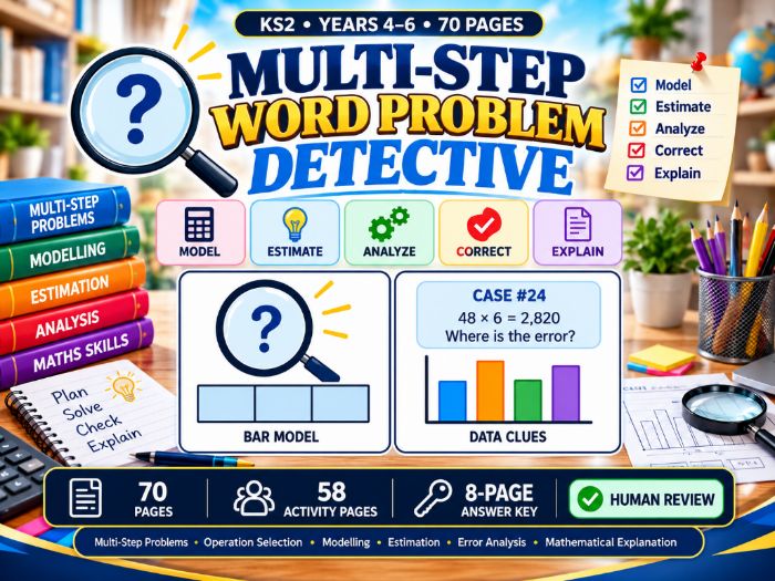 Multi-Step Word Problem Detective | KS2 Years 4–6 | 70 Pages