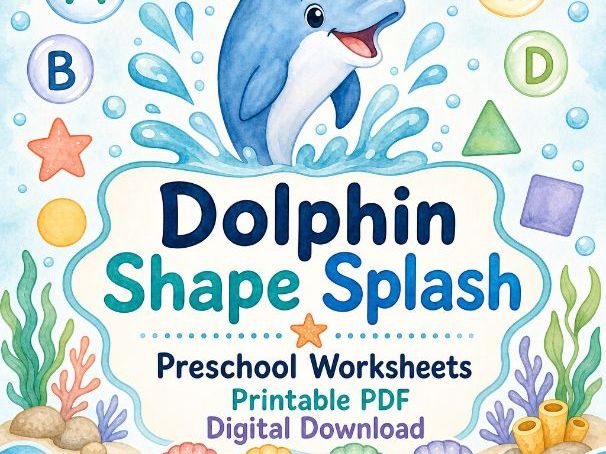 Dolphin Shape Preschool Worksheets Pack