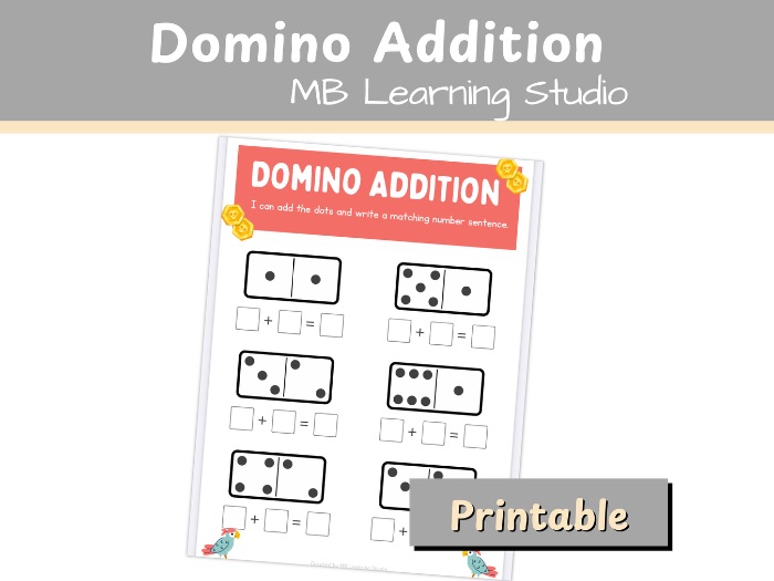 Pirate Domino Addition Worksheet – Count and Write the Number Sentence