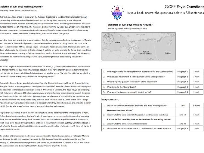 GCSE Style Comprehension Questions