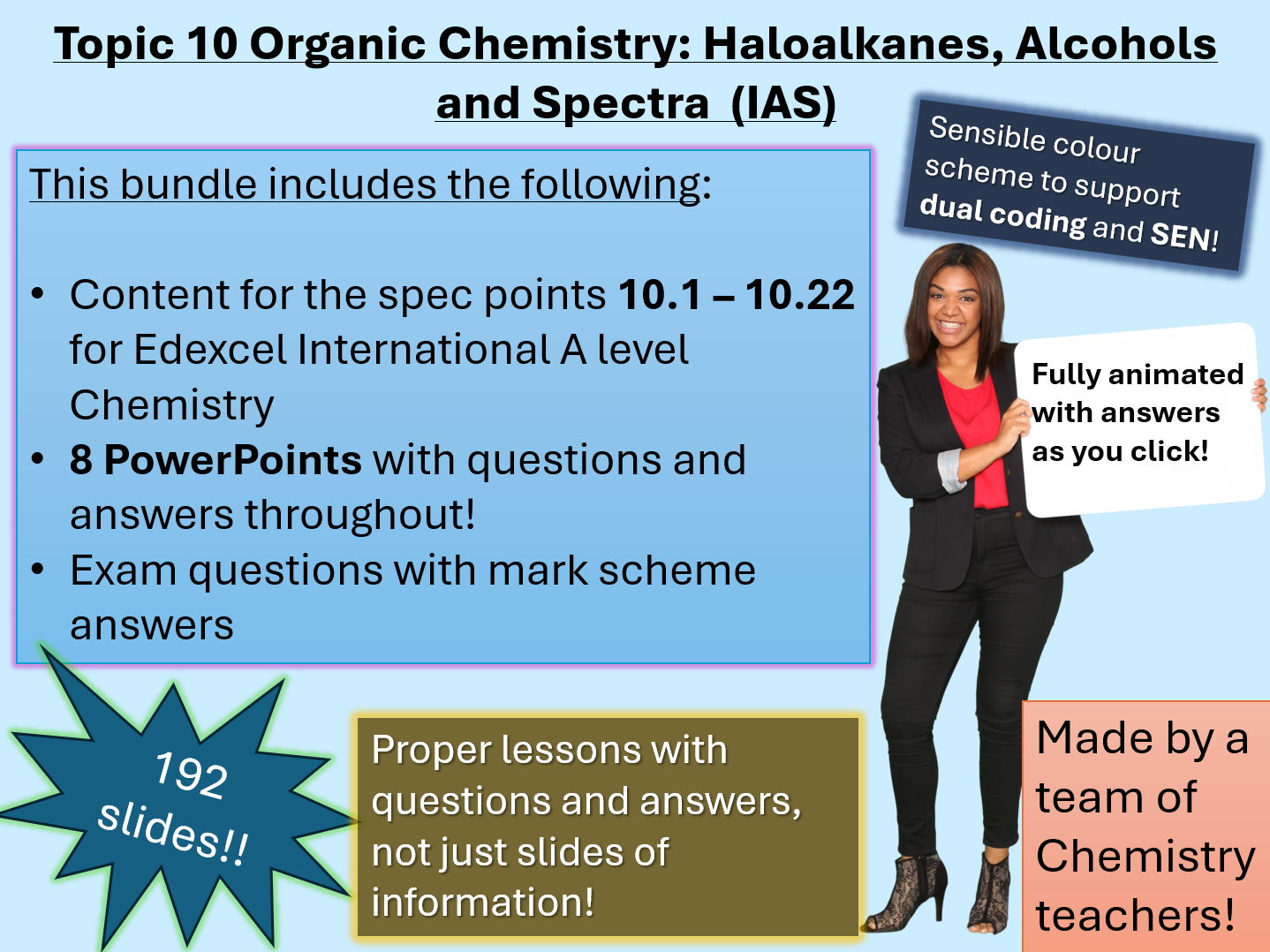 Edexcel International A level Chemistry - lessons with questions and answers | Topic 10 | Organic Chemistry: Halogenoalkanes, Alcohols and Spectra