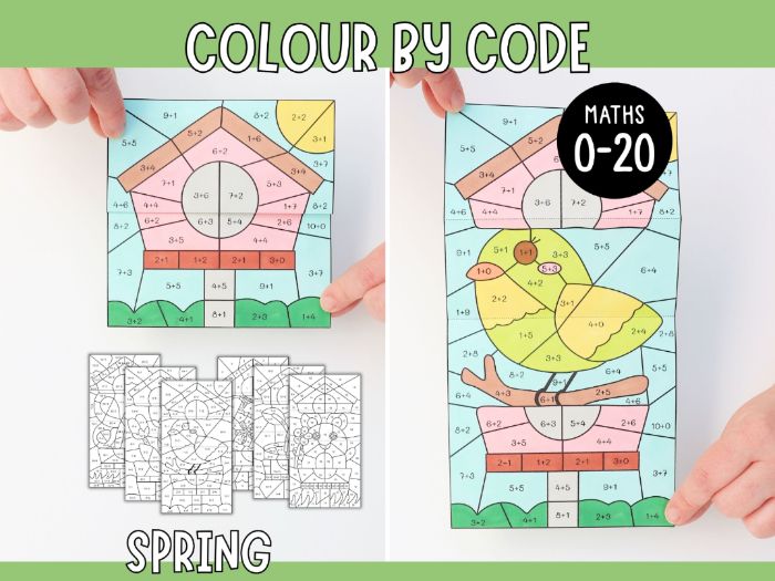 Colour by Code Maths to 20 (Addition & Subtraction) - Spring