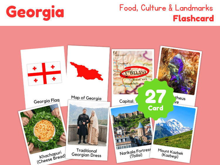 Georgia Geography Flashcards | 27 Printable Country Study Cards