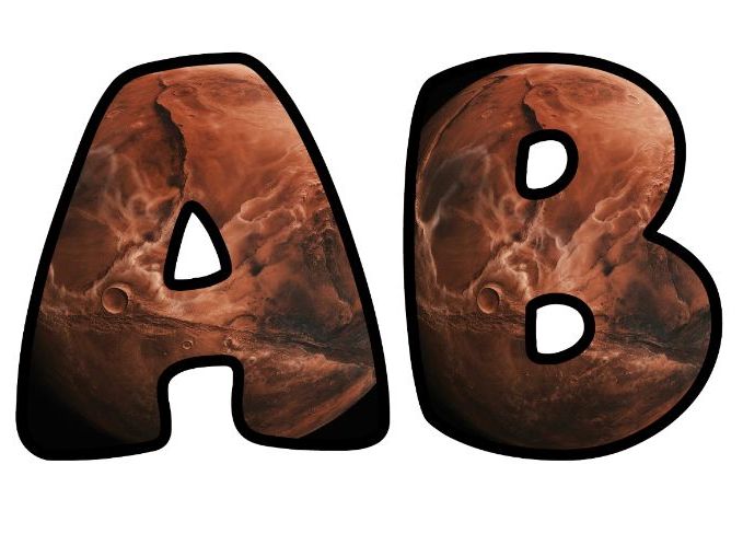 Red Mars Planet Classroom Display | Lettering Set | Upper & Lowercase, 0-9 and Signs