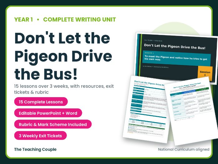 Don't Let the Pigeon Drive the Bus! | Year 1 English Unit | 15 Complete Lessons + Resources