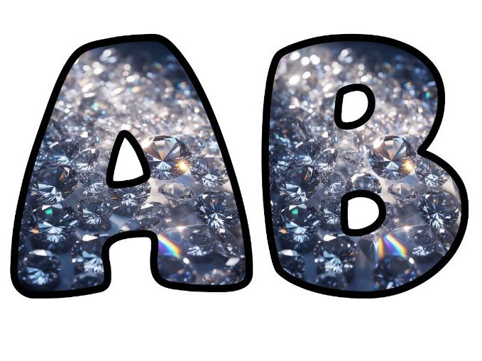 Shiny Bright Diamonds Classroom Display | Lettering Set | Upper & Lowercase, 0-9 and Signs