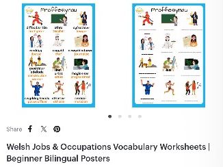 Welsh Jobs & Occupations Vocabulary Worksheets | Beginner Bilingual Posters