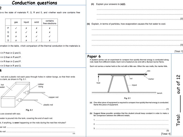 Conduction for IGCSE Physics 0625 CIE Unit 2