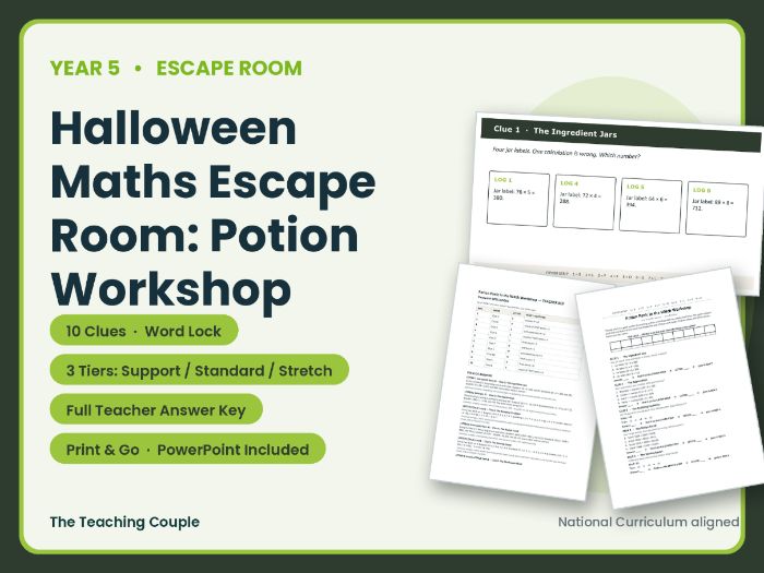 Halloween Maths Escape Room | Year 5 Review | Potion Workshop