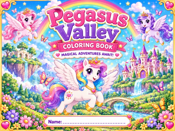 Pegasus Coloring Book & Worksheets | Kindergarten–3