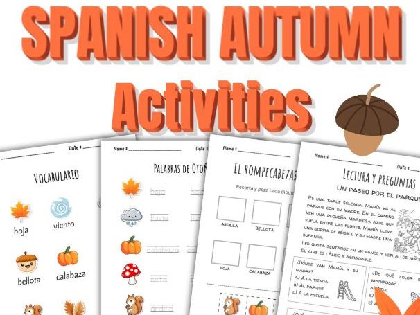 Spanish Autumn Activities | El Cuaderno de Otoño | KS1-KS2 Worksheets
