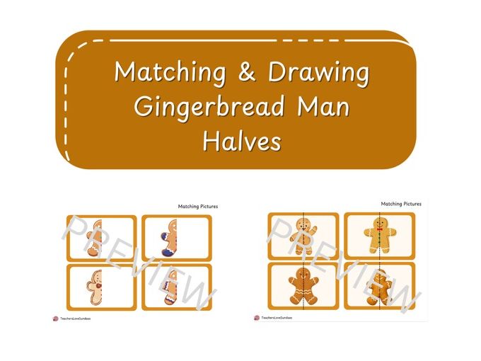 The Gingerbread Man Matching & Drawing Halves