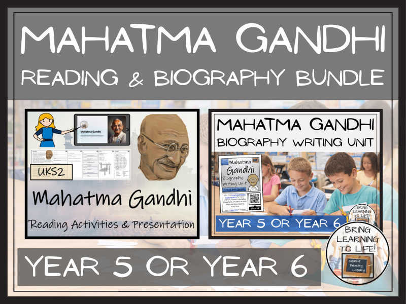 Mahatma Gandhi Reading Comprehension and Biography Bundle | UKS2