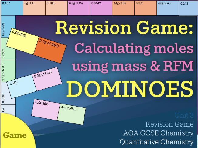 Moles Dominoes || Quantitative Chemistry | Revision Game