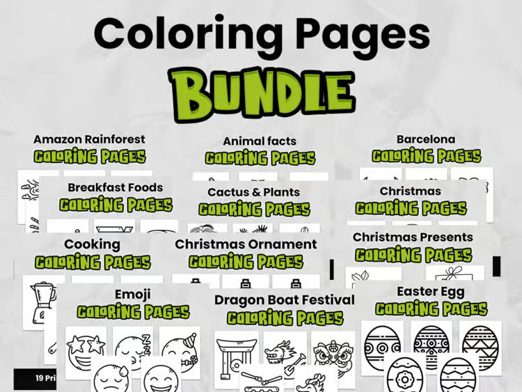 KS1/KS2 Coloring Pages ALL YEAR BUNDLE - All Seasonal, Topics, subjects covered