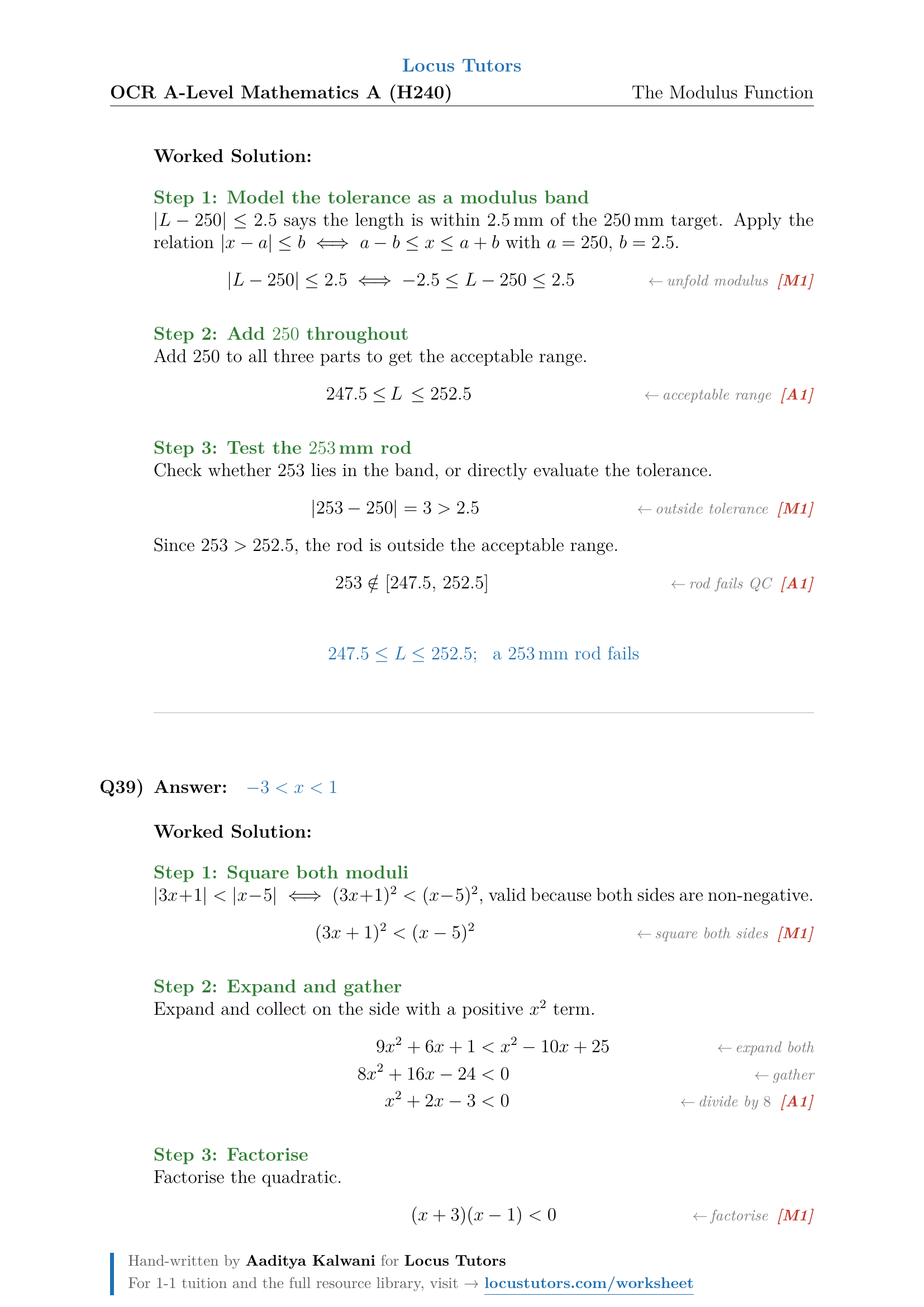 Sample Function Graphs Modulus Function & Equations | OCR A A-Level Maths | 40 Worked Examples ...