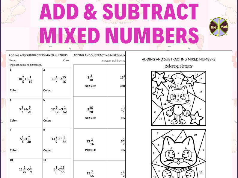 Add and Subtract Mixed Numbers -Coloring Activity