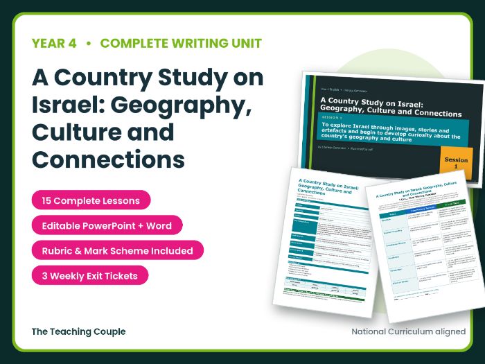 A Country Study on Israel: Geography, Culture and Connections | Year 4 English Unit | 15 Lessons