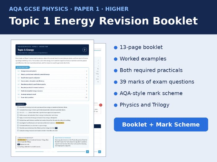 AQA GCSE Physics Energy Revision Booklet