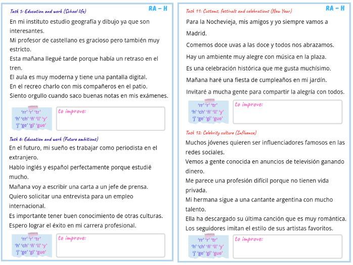 Reading Aloud Task - Spanish Speaking GCSE - Higher - AQA