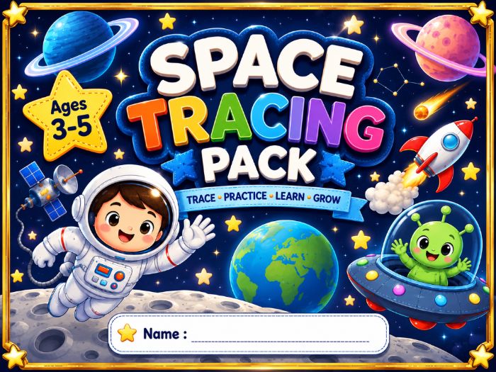 Space Tracing Worksheets for Preschool & Pre-K | Pre-Writing Lines, Shapes, Letters & Numbers