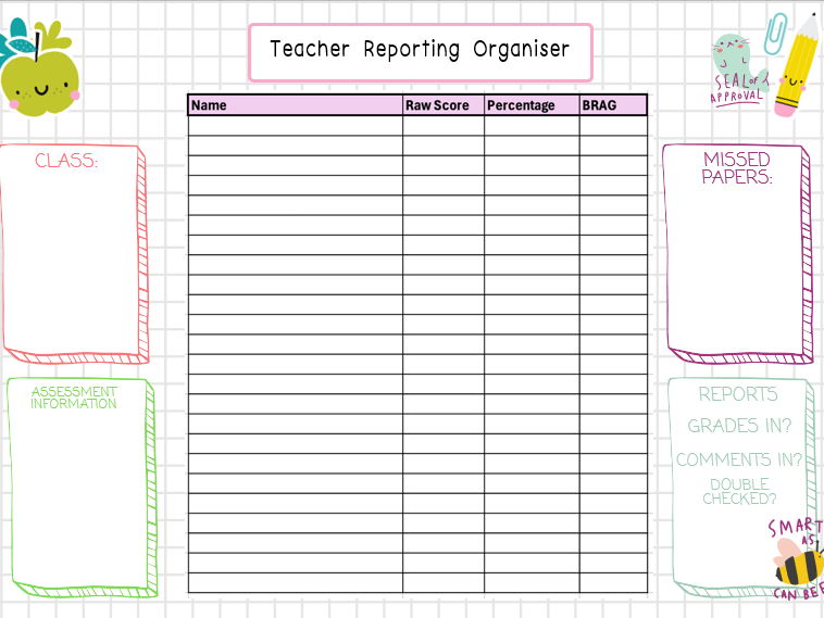 Teacher reporting organiser