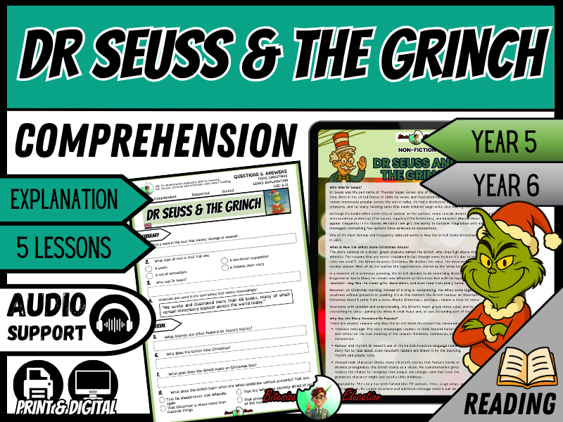 Dr Seuss and the Grinch | Reading Comprehension | Year 5/6
