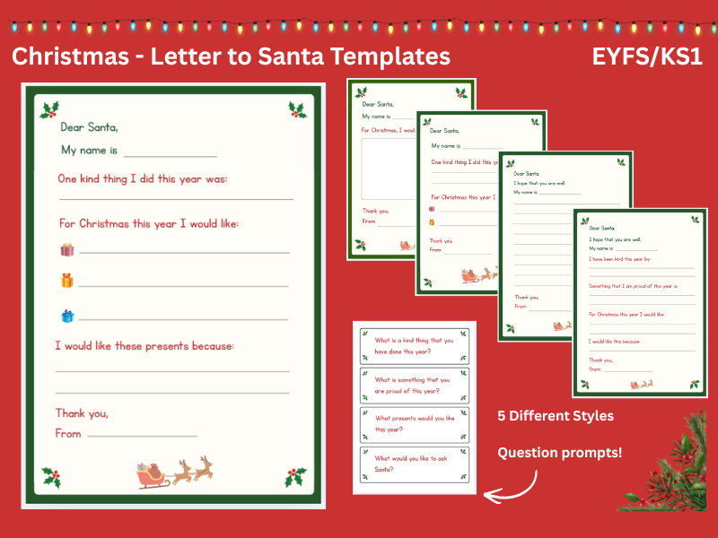 Christmas Letter to Santa Writing Pack     Differentiated     Reception & KS1