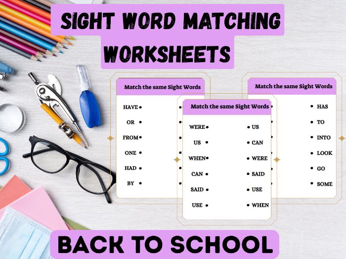 Sight Word Matching Worksheets
