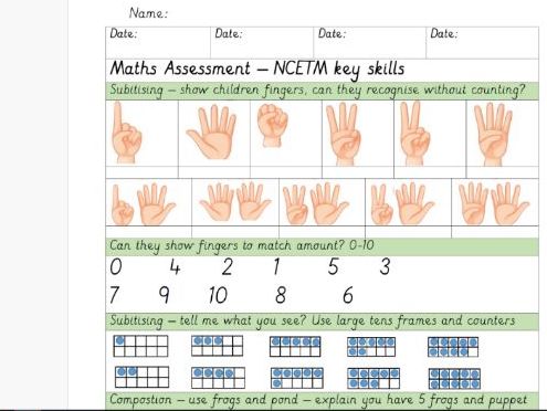 Reception NCETM Maths Assessment