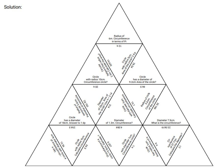 Tarsia Circle Area and Perimeter Revision Teaching Resources