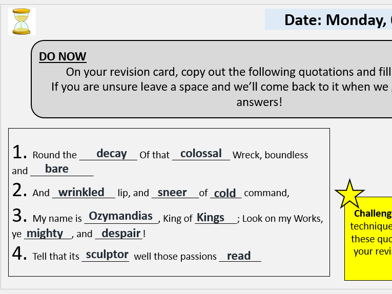 Interleaving Starters: Power & Conflict Poetry